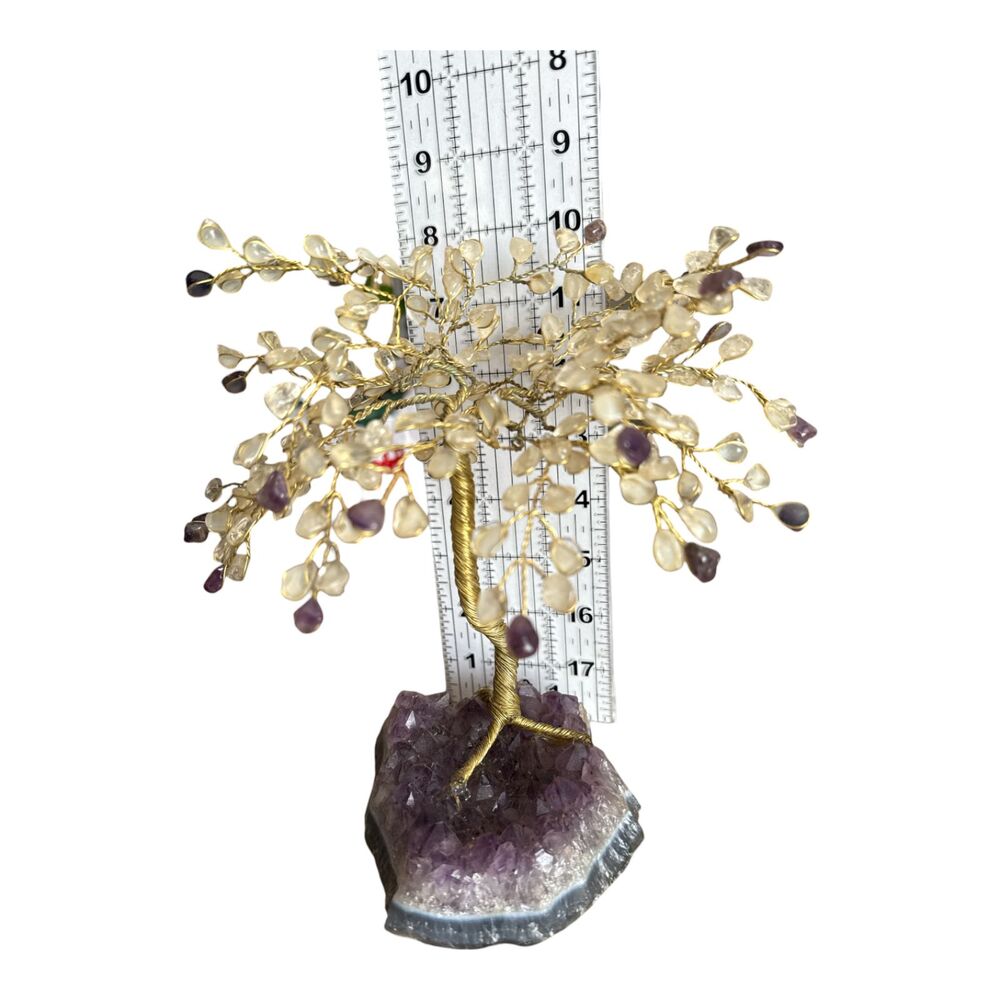 Amethyst Crystal Base Gemstone Tree Crystal & Amethyst Chips Brass Wire - Picture 3 of 8